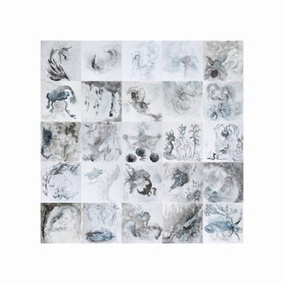 Susanna Baumgartner, 17x8, tecnica mista su carta, 49x49 cm., 2019